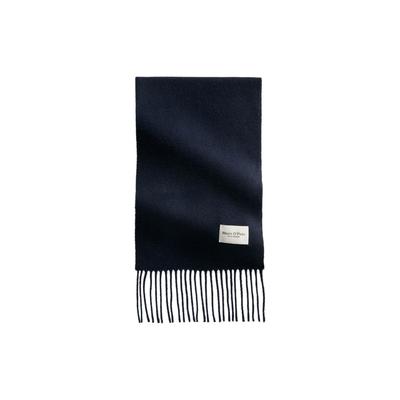 Schal MARC O'POLO "Schal Scarf Woven Wool Long Fringes 1er Pack", Damen, blau (dunkelblau), Modetücher Schal