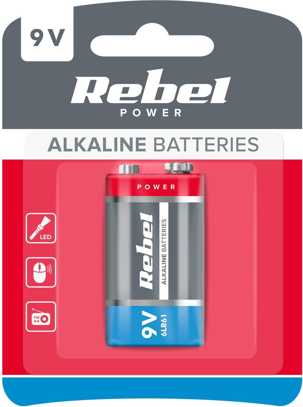 Rebel 9V Alkaline Batterij 6LR61