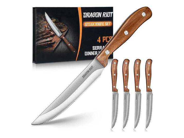 LuxusKollektion Steakmesser Steakmesser Set 4-tlg. Holzgriff Geschenkbox