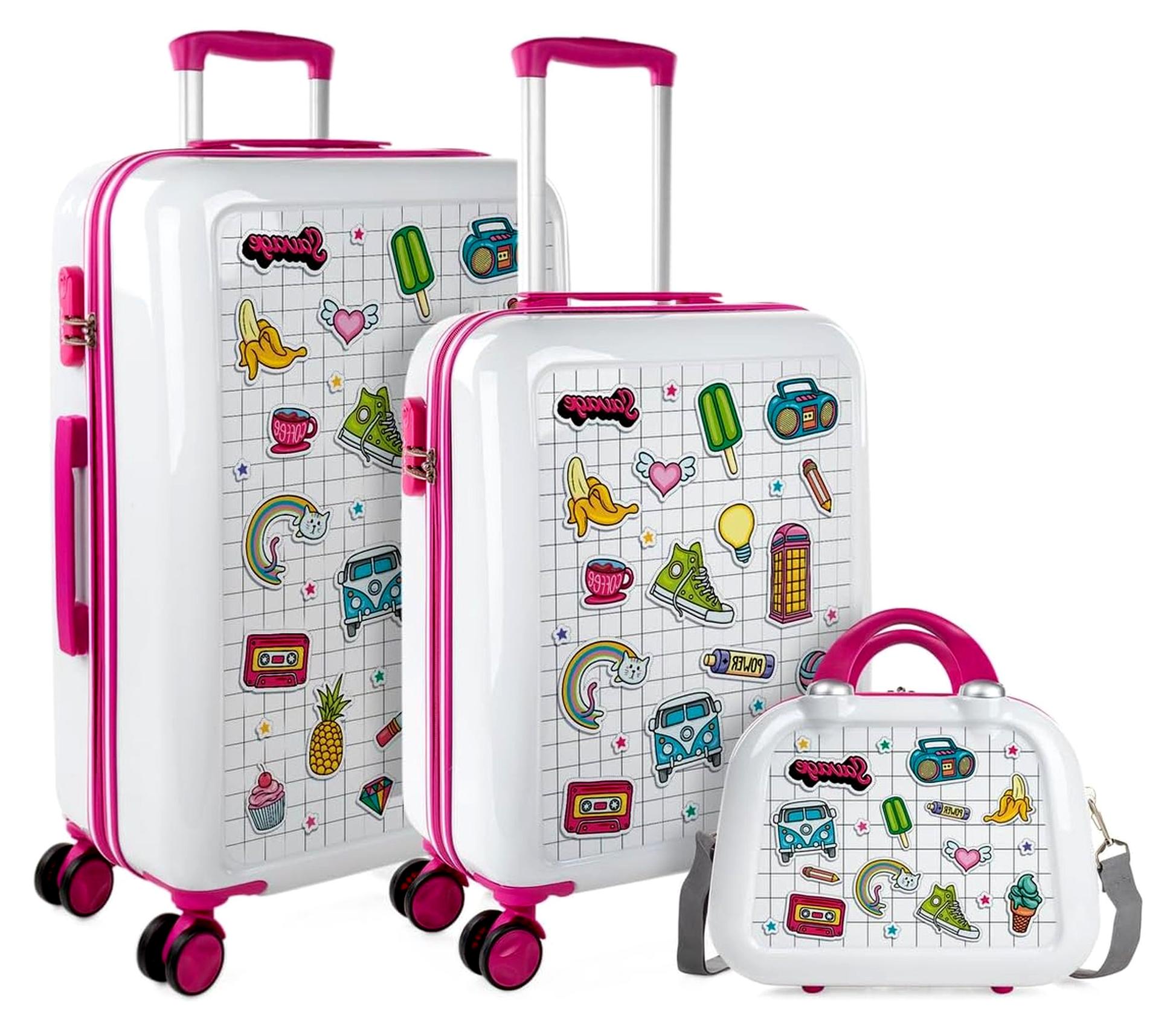 Leicht Koffer Set Polycarbonat Reisekoffer Set für Flugreisen - Dauerhaft Hartschalenkoffer Set - Kofferset Hartschale mit TSA Kombinationsschloss - Robuster und Leichter Reisekofferset, Weiss