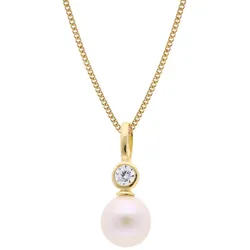 trendor 68384 Damen Perlen-Anhänger Gold 333/8kt an vergoldeter Silberkette, 45 cm