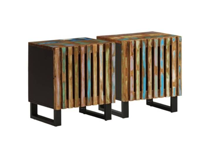 HEFZGDB Nachttische 2 STK. 40x34x46 cm Massivholz Altholz mit Staufach und stabilen Beinen für Wohnzimmer Schlafzimmer Dekoration