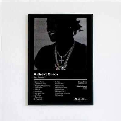 Inspired Finds Ken Carson A Great Chaos Album Poster Custom Hip Hop Canvas Wall Art a Great Chaos 7.87x11.81in
