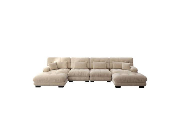 kowdom Ecksofa Modulares Ecksofa U-Form, 4-Sitzer Cloud Couch mit Ottoman, Chenille, Ecksofa, modular, U-Form, Cloud-Design, Chenille-Stoff, mit Ottoman, 1100 kg