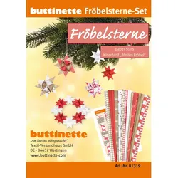buttinette Papierstreifen-Set "Fröbelsterne", rot-braun-weiß, 192 Streifen