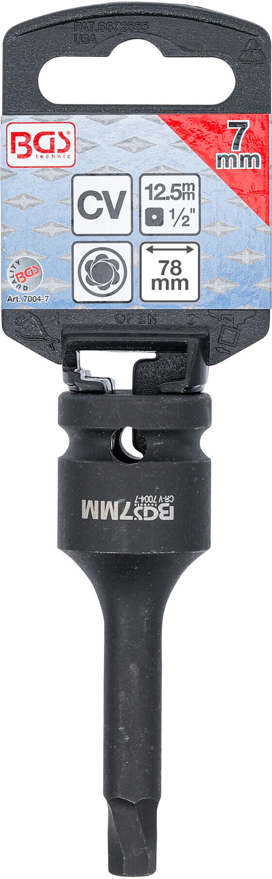 BGS Schraubenausdreher 7004-7, Antrieb Innenvierkant 12,5 mm (1/2"), für defekten Innensechskant 7 mm ; BGS technic)