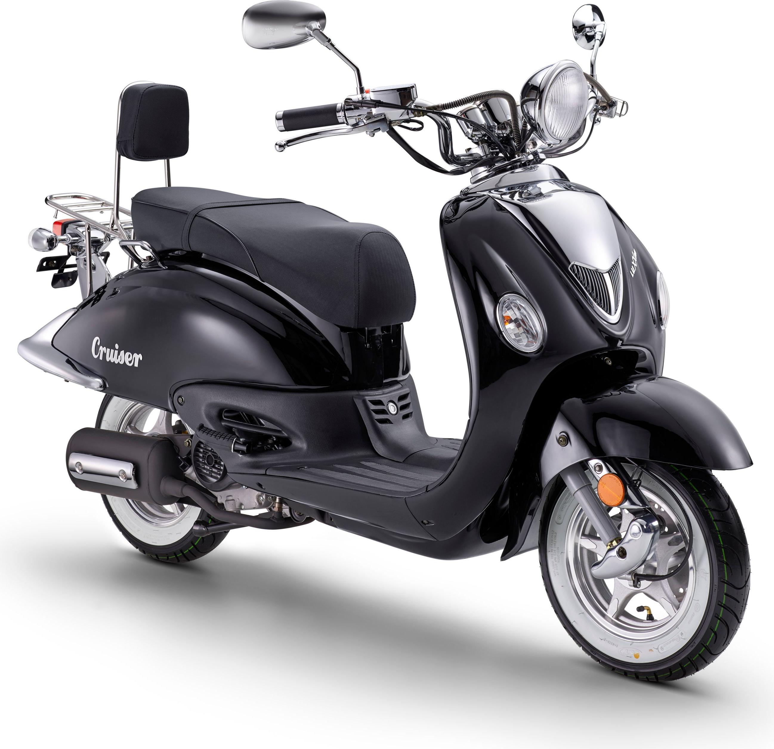 LuXXon Motorroller Cruiser - Retro City Roller Vintage mit 50 ccm - 3 PS für max. 45 kmh, E5