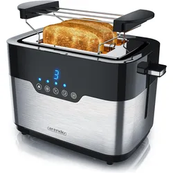 Arendo Toaster für 2 Scheiben, breite Schlitze, 920 W, Doppelwand, Brötchenaufsatz, Krümelschublade, Toaster, Silber