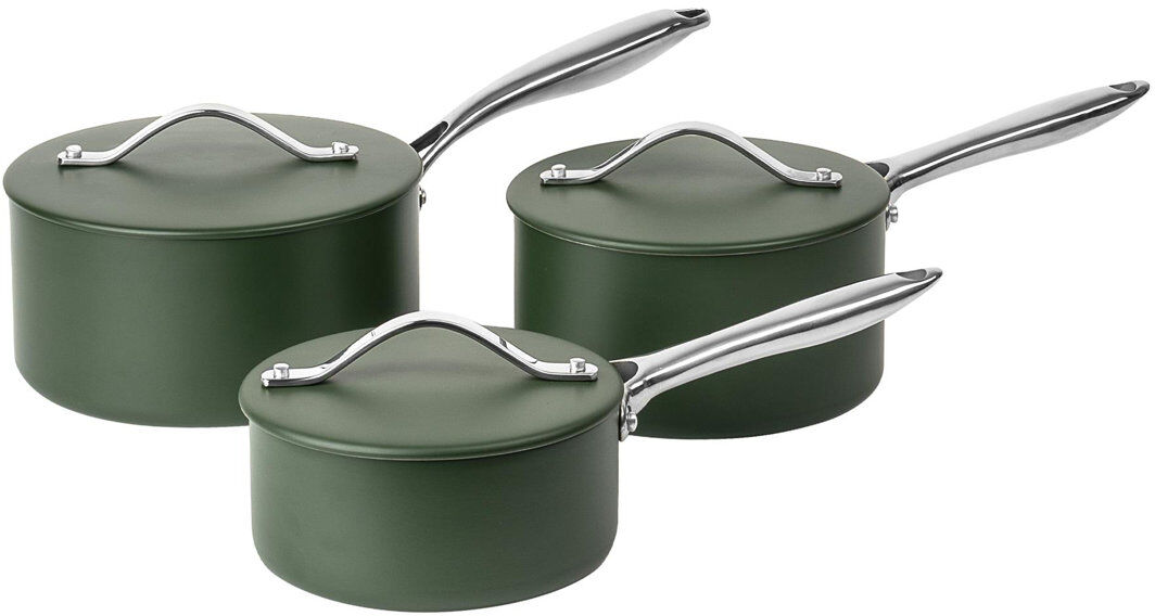 Prochef 3 Piece Saucepan Set 16 18 20cm With Lids Induction Ready Green Ceramic Green 3