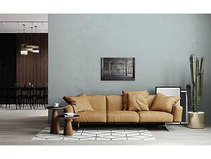 A.S. Création Leinwandbild 3D alte Lagerhalle - Kunstdruck grau - 90x60 cm Querformat - Moderne Wanddekoration Schlafzimmer Wohnzimmer Küche - Bild auf Keilrahmen