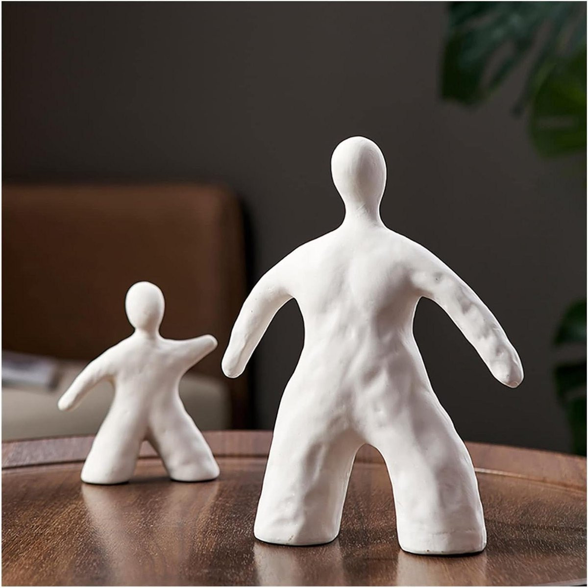 Wit Keramiek Beeldhouwwerk Abstract Figuur voor Tafeldecoratie
