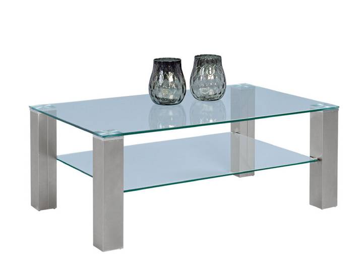 Couchtisch KEVIN 105x65 cm Metall Edelstahl gebürstet