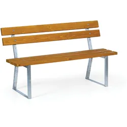 Parkbank STANDARD mit Rückenlehne, verzinkt, 1500 mm, limba