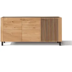 Massivholz »Ascona« Sideboard mit Anthrazitglas / Metallfüße
