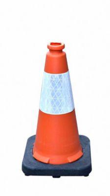 Leitkegel, tagesleuchtend, mit Fuß, H 500 x B 295 mm, PE, orange/schwarz