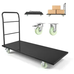 VEVOR Plattformwagen Klappbar 907 kg, Transportwagen mit Schwenkrädern & Griff, Lagerwagen, Schwerlast-Rollwagen für Gepäcktransporte, Ideal für Lager, Werkstatt, Fabrik, 1525x700x1090 mm