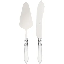 Aladdin Tortenheber und Messer, weiß-stahl, 2-teilig