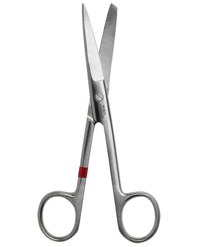 Fuhrmann GmbH Einmal Schere chirurgisch spitz/stumpf gebogen,14,5 cm, Metall, einzeln steril verapackt (25 Stück) 36280-3