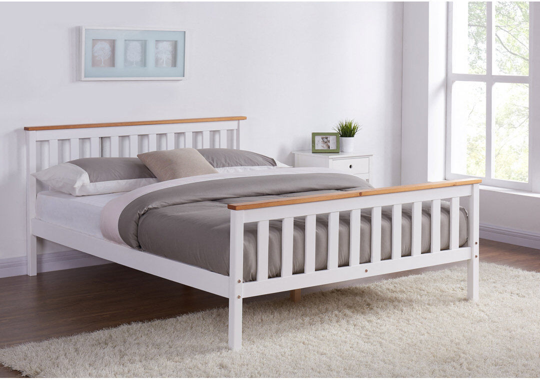 Rosalind Wheeler Aaliyahmarie Solid Wood Bed White/Oak Kingsize (5')