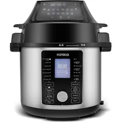 Karaca Cooker 2 in 1 Multifunktionaler Schnellkochtopf Intelligenter elektrischer Schnellkochtopf und Airfryer Silver 6L