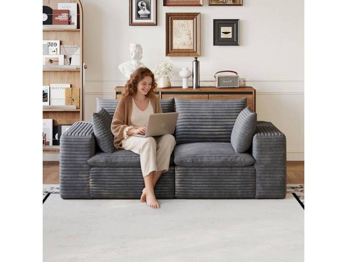 Canapé - Cloud Cord - 2 places 180 cm - Gris foncé - Tissu modulable