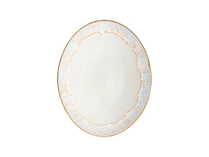 Handgefertigte Servierplatte „Taormina“ Weiss mit 18-Karat-Goldrand Costa Nova