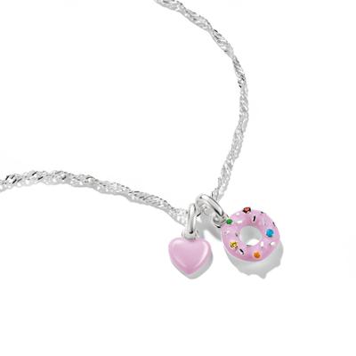 Charm-Einhänger THOMAS SABO "Charm-Anhänger Donat-Design - Connect", rosa (silberfarben, pink, grün, orange, bunt, bunt), Charms, Damen, Metall, mit Glas-Keramik Stein - Emaille