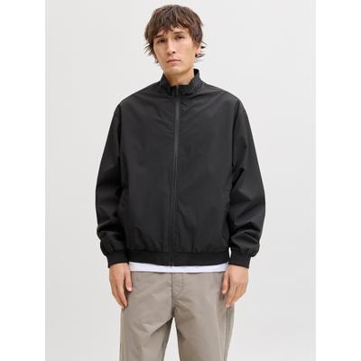 Bomberjacke JACK & JONES "JJECHARGE STAND COLLAR BOMBER NOOS", Herren, Gr. S, schwarz, Web, Obermaterial: 100% Polyester, unifarben, Jacken Bomberjacke, mit Stehkragen