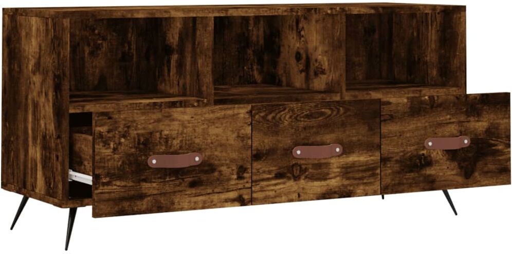 vidaXL Meuble TV chêne fumé 102x36x50 cm bois d'ingénierie