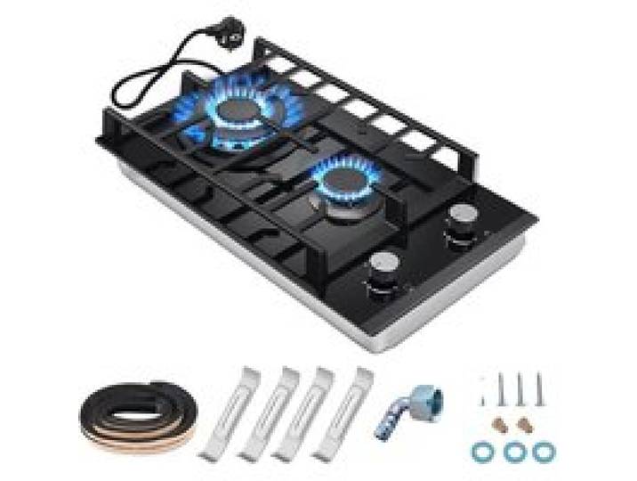 Cuisinière à gaz encastrée support de double carburant surface en verre facile à nettoyer allumage électronique