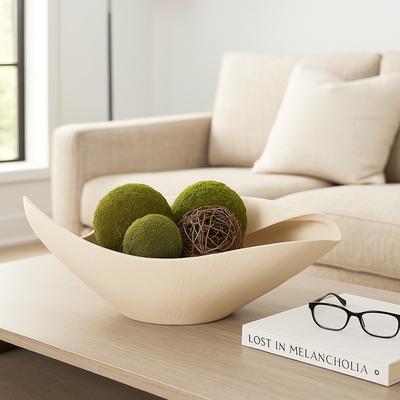 Sagebrook Home "Sculptural Wave Freeform Decorative Bowl for Home Decor - 9"", Silver - 17.0"""