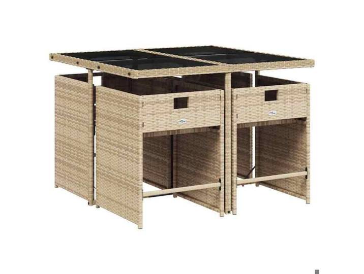 Beige Mobilier de Balcon - ZENCORE® Ensemble à manger de jardin - coussins 5 pcs - mélange beige rotin Top191164431