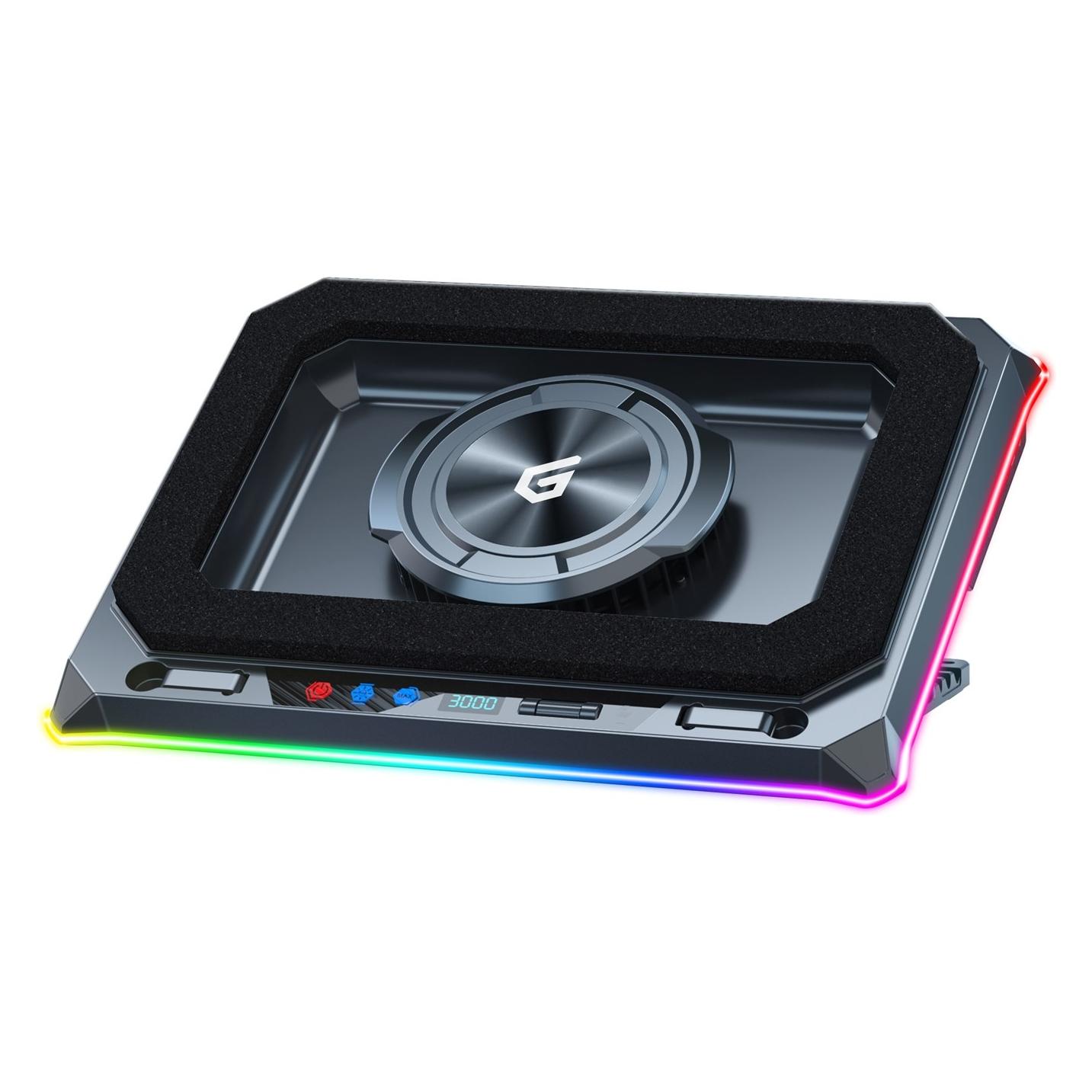Conceptronic USB-C Laptop-Kühlpad + Handyhalter, RGB, 12V (THYIA03B)