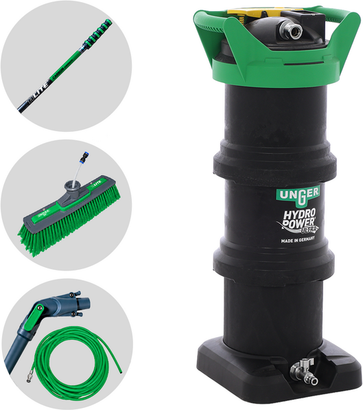 Unger Hydropower Ultra Expert - Kit de nettoyage pour vitres et panneaux photovoltaïques - Perche nLITE Carbon Composite 170-860 cm