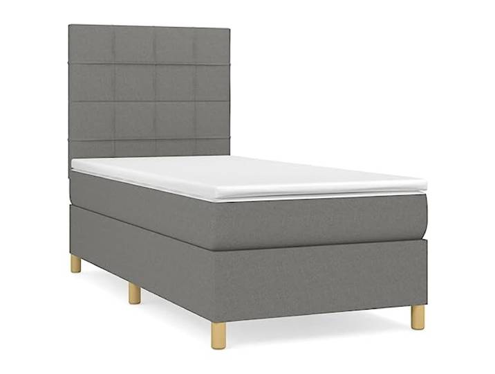 PUGYNBK Boxspringbett, 90 x 200 cm, mit Federkernmatratze, Dunkelgrau Verstellbares Kopfteil, mittlere Festigkeit, atmungsaktiver Bezug, ideal zum Schlafen im Mund