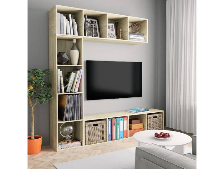 vidaXL 3-tlg. Bücher-/TV-Schrank Set Sonoma-Eiche 180x30x180 cm