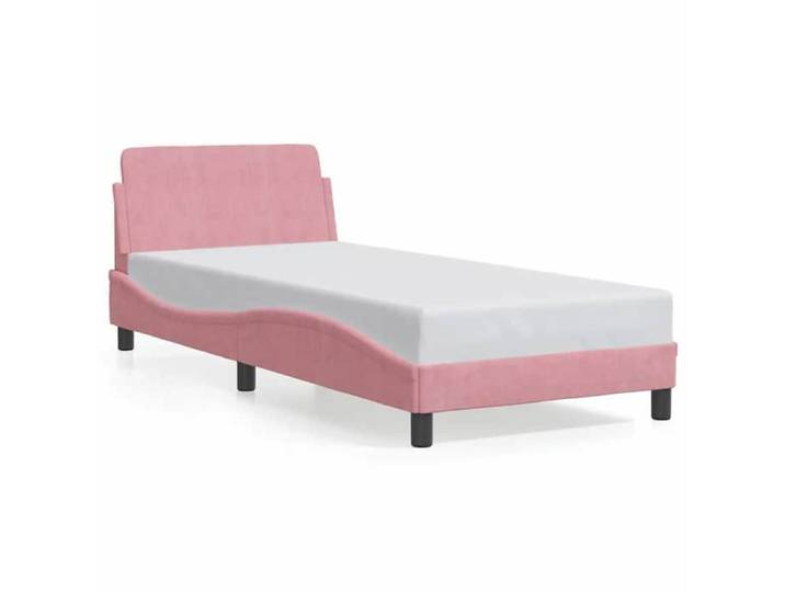 Luxe&Mode Cadre de lit avec tête de lit Dover - Structure de lit simple - 2 ans garantie - rose 90x190 cm velours（11600）