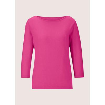Longpullover MADELEINE "Strickpullover Kaschmirpullover mit U-Boot-Ausschnitt", Damen, Gr. 36/38, pink (magenta), Obermaterial: 100% Kaschmir WS., Modern, normal, U-Boot-Ausschnitt, Pullover Longpullover, Kaschmirpullover mit 3/4 Arm