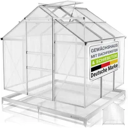 JUSKYS® Aluminium Gewächshaus 3,6 m2 - Dachfenster inkl. Fundament für Garten