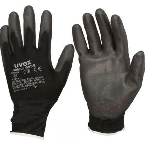 Uvex Arbeitshandschuhe Unipur 6639, PU-Beschichtung, schwarz, Größe 7 / S