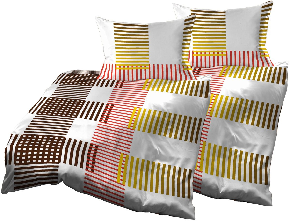 Solidchoice - 4-delige Microfiber Bedlinnen Set Geruit - Bruin/Wit/Rood - 140x200 cm
