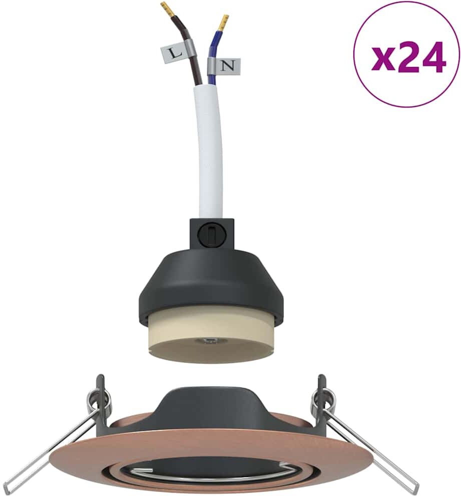 vidaXL Foco 24 uds. Cobre 9 x 9 x 2.5 cm Metal Cobre