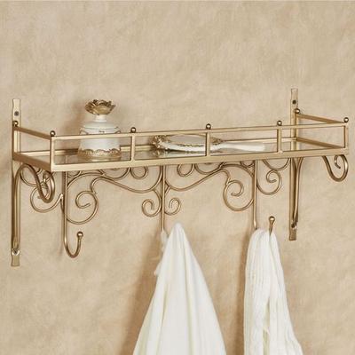 Touch of Class Baldessaire Wall Shelf with Hooks Gold , Gold