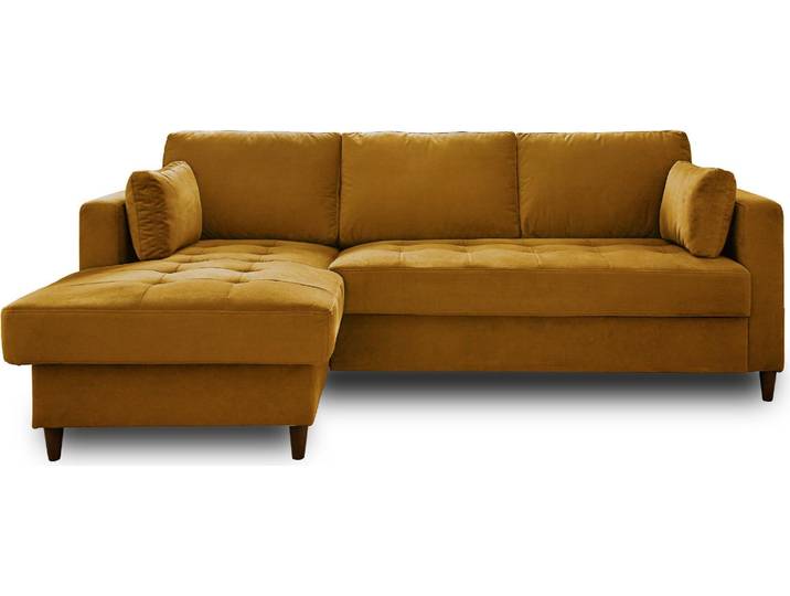 Lisa Design Anna - canapé d'angle gauche - 4 places - convertible avec coffre - en velours \, Jaune