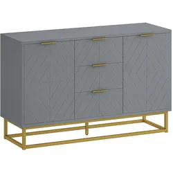 HOMCOM Sideboard Schubladen verstellbare Regalböden Metallbeine modernes Buffet 120 cm Grau