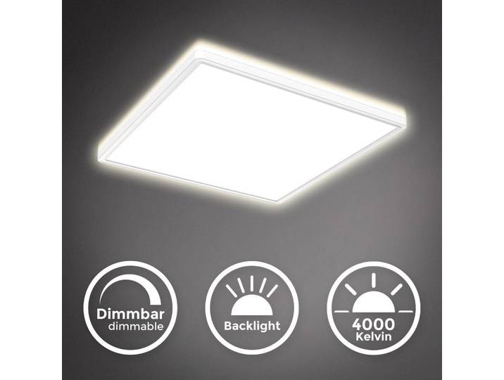 LED Panel 42x42 cm - 22W, 3000lm, dimmbar, flach, backlight, neutralweiß, weiß