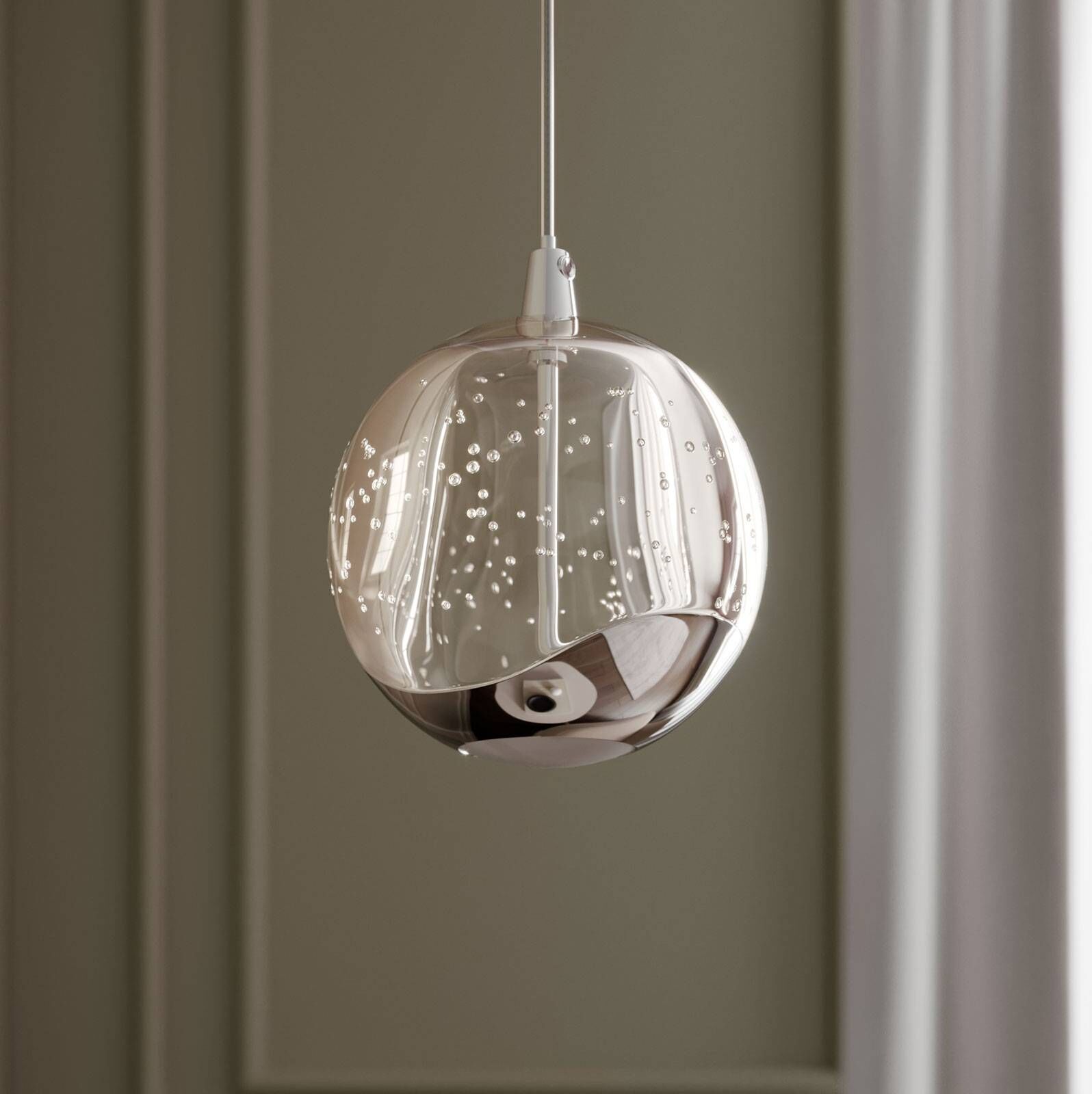 Glas Hängeleuchte Hayley Lucande, klar / transparent, für Wohn- / Esszimmer, Glas, Modern