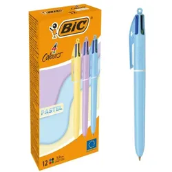 BIC 12er-Pack 4-Farb-Kugelschreiber »4 Colours Pastel« gelb