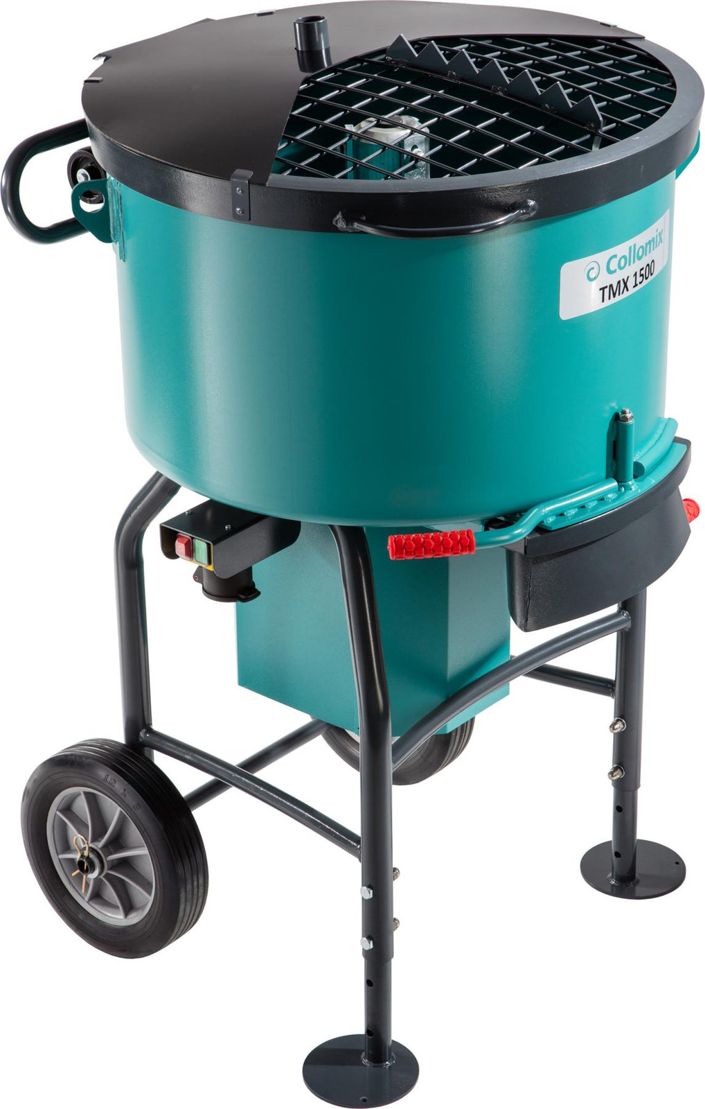 Collomix TMX 1500 Mengmachine, 120 liter, blauw, 2800 Watt, 30 omwentelingen per minuut, 2 mengkoppen, AC-aansluiting