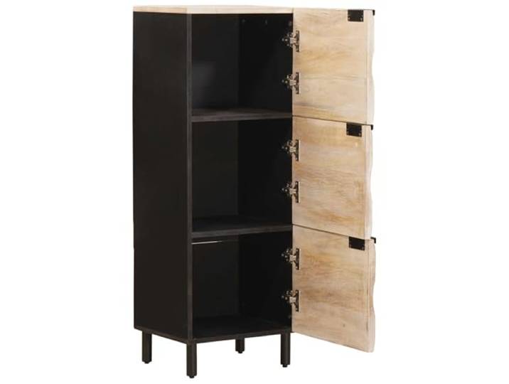 SKTQYQO Sideboard Finish weiß gewaschen, 40 x 33 x 110 cm Massives Mangoholz, Eisenbeine, Scharniertüren, Dämpfer, MDF-Platte, Esszimmer, Wohnzimmer